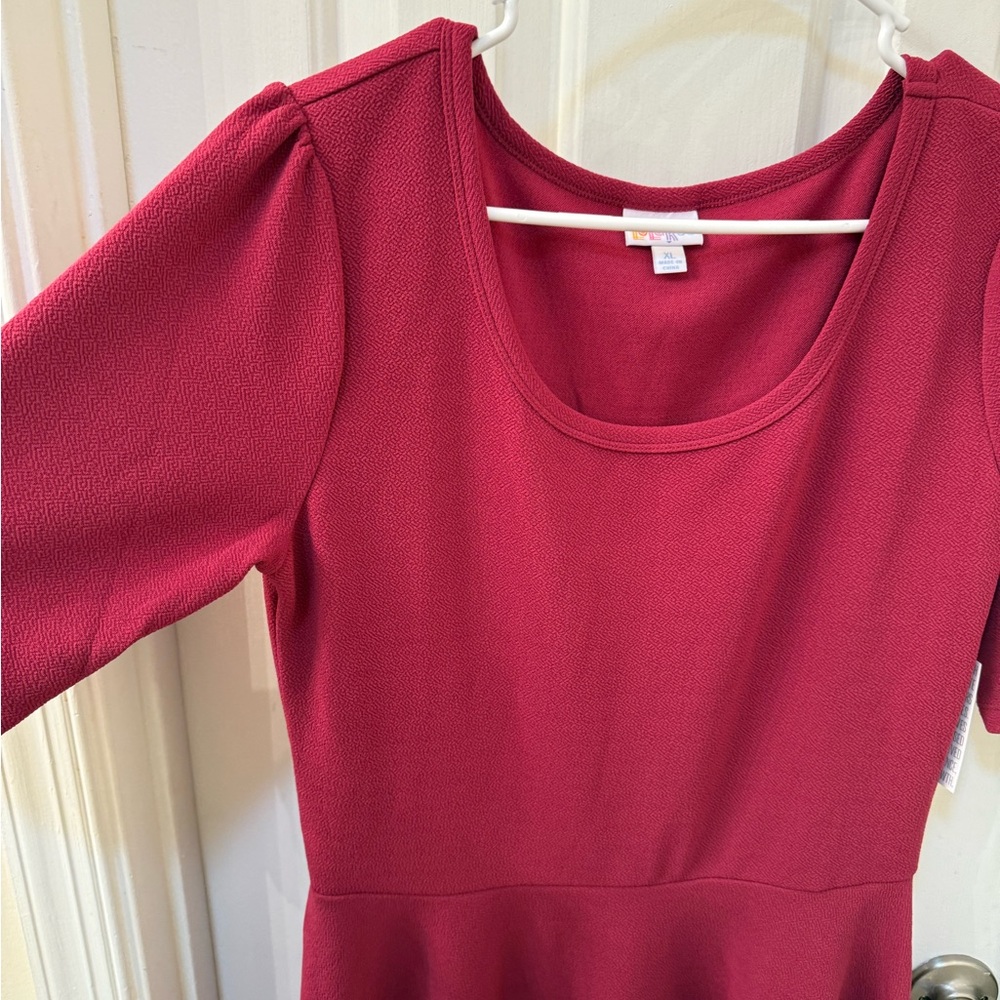Lularoe Nicole Rich Burgundy Midi Dress - Picture 4 of 6